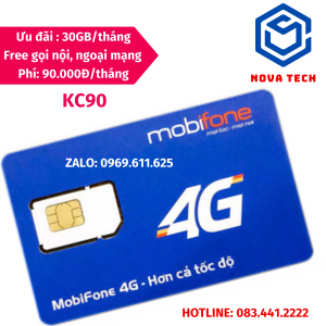 Sim 4G MobiFone KC90 - Tặng 30Gb/tháng+ 30 phút gọi ngoại mạng + Miễn phí gọi nội mạng (<10 phút/cuộc) - Phí 90k/tháng . FREESHIP - CHƯA KÍCH HOẠT
