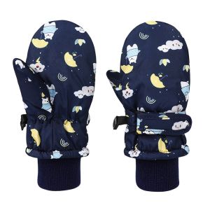 MARBLEX Non-slip Children Ski Gloves Waterproof Warm Snow Gloves Cute Plush Thickened Kids Winter Mittens Snow Snowboard