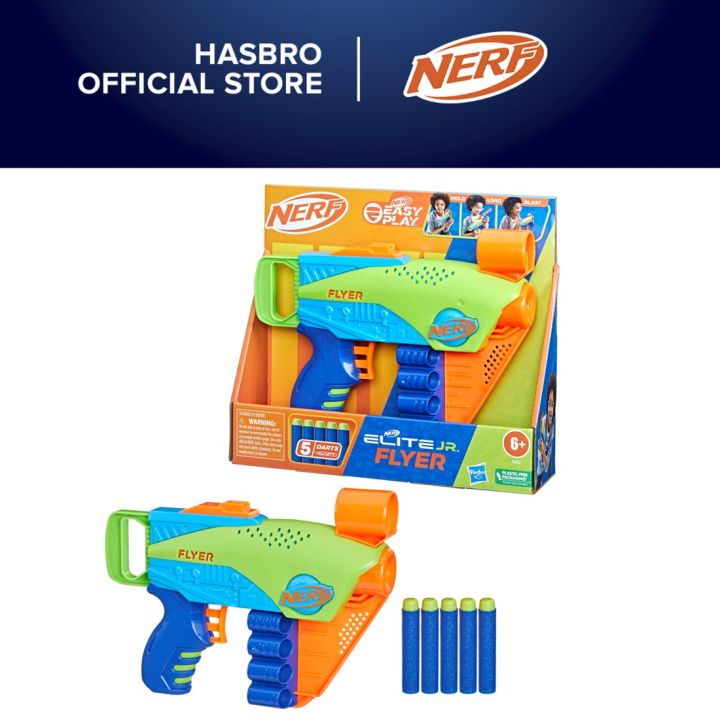 Nerf Elite Jr Flyer, Easy Play Toy Foam Blaster, 5 Nerf Elite Darts ...