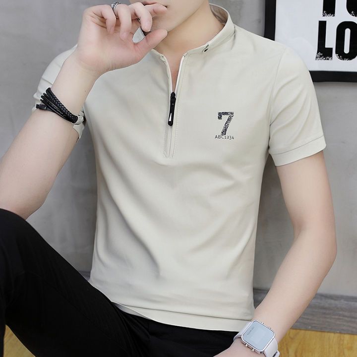 Joom Short-Sleeved T-shirt Men's Summer Thin Stand Collar Polo