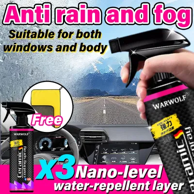 Repels Water for 10 Years Windscreen rain repellent Anti fog spray 500ml Rain repellent car Rainproof car mirror car window rain coating 车镜防雨水 玻璃油膜去除剂 glass oil film remover Nano-coating strong anti rain & fog Windscreen cleaner Car mirror anti rain