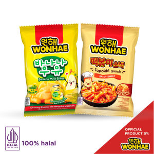 BUNDLE Wonhae Topokki Snack Sweet & Spicy 80gr & Wonhae Banana Milk Bites 60gr