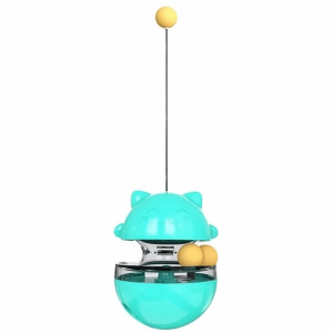 OUTOPEN Interactive Cat Turntable Toys Fun Training Treat Dispenser Cat Puzzle Feeder Snack Rolling Tilting Tease Cat Teasing Stick for Relieve Boredom