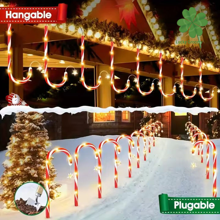 Christmas Candy Cane Pathway Lights Solar Powered Christmas Decorations ...