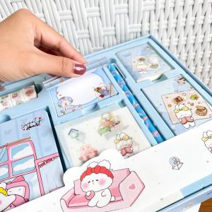 Paket Jurnal 7 in 1 Karakter Kelinci Bunny Pink Biru Free Box Include Solatip Buku Mini Kertas Bintang Sticky Notes Sticker Sheet Pulpen Fancy Stuff Best Gift Present For Birthday Event Souvenir Alat Tulis Kantor Sekolah Grosir Kado Ulang Tahun READY COD