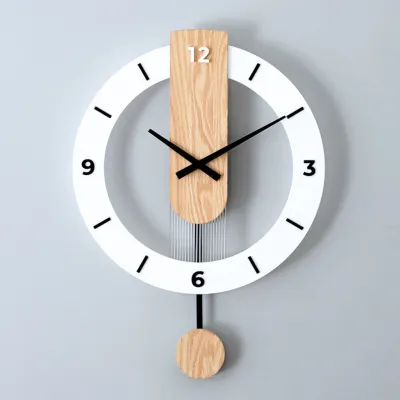 ABS 35CM Large Wall Clock Silent Japan Wooden Muji Styles Minimalist Home Décor Jam Kayu Asli Gantung Dinding Tanpa Bunyi 现代木质挂钟