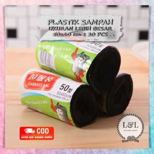 Kantong Plastik Sampah Roll Kantong Kresek Sampah Gulungan Tebal Besar Hitam Ukuran 50 x 60 cm Isi +- 20 pcs Jumbo Murah Trash Bag Garbage Bags