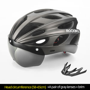 ROCKBROS Cycling Larger MTB Helmet for Men and Women Breathable and Safe Motor Riding Bicycle Helmet with Goggles Fit 58-65cm