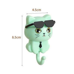 COUPLECOL Nhựa Móc Mèo hoạt hình Không thấm nước Trang trí Móc treo chìa khóa Sáng Tạo Treo tường Móc dính Dành cho gia đình
