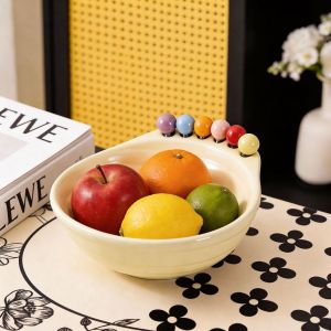Fruit Bowl with Fork Large Capacity Fruit Plate Creative Snack Yogurt Fruit Vegetable Home Party