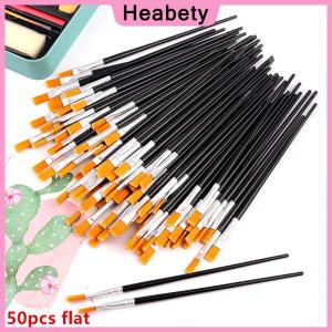 Heabety Painting Brushes Set Art Round Flat Hair Nylon Hair Paint Brush For Oil Acrylic Watercolor Kids Artists Beginners Students