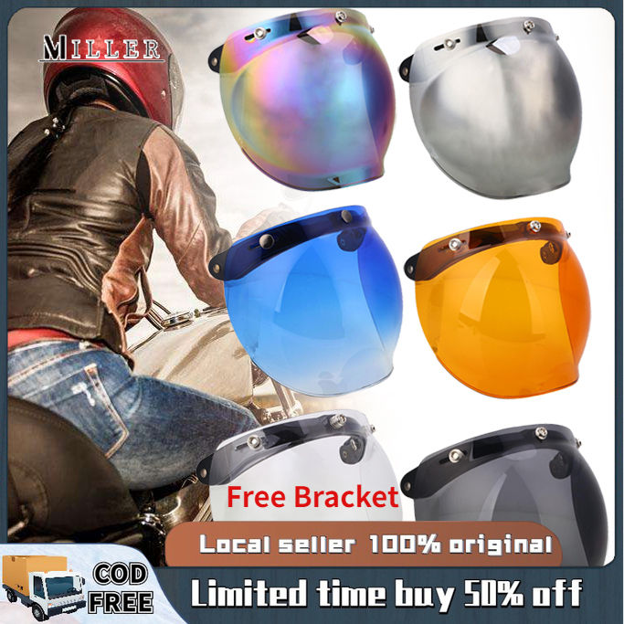 【Free Shipping】Universal Bubble 3Snap Motorcycle Helmet Visor Flip Up