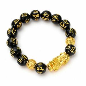 XINSU38 Fashion Fashion Jewelry Men Feng Shui Attract Wealth Women Obsidian Stone Beads Bracelets Good Luck Bangle Wristband