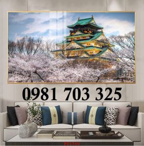 Gạch tranh hoa đào trang trí tường