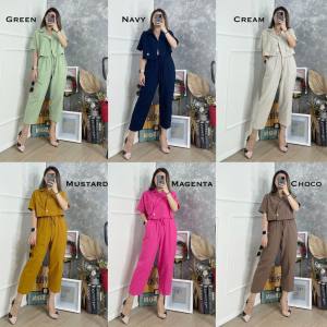 CJ - SET 2128 ONE BUTTON CROP SET WITH MIDI PANTS PREMIUM