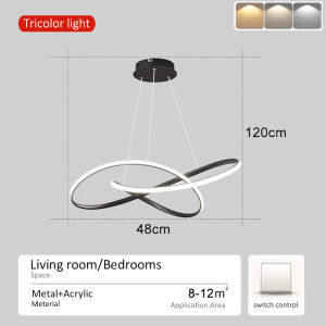 Modern Chandelier Ceiling Light Tri Color LED Pendant Light Adjustable Wavy Drop Light Dining Living Bedroom Stairs Hanging Lamp ALINLT