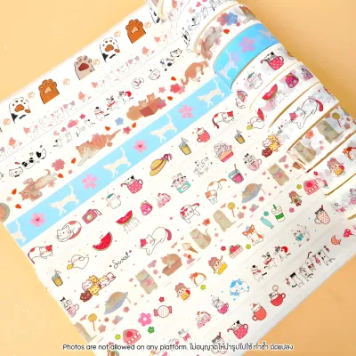Washi Tape เทปวาชิ ลายการ์ตูนน่ารักสุดคิ้วท์ เทปตกแต่ง DIY สมุด ไดอารี่ แพลนเนอร์ เครื่องเขียนแฟนซี ยาว 5 เมตร