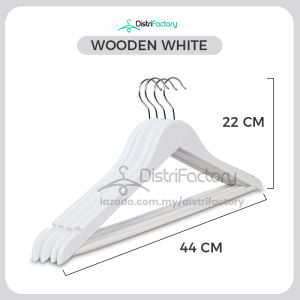 Smooth White Finish Wooden Dress Hangers with Non Slip Pant Bar Clothes Hangers with 360 Swivel Wooden Hanger