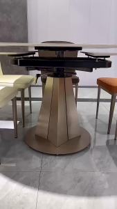 Light Luxury Slate Dining Table Retractable Rotating Table Multifunctional Household Small Apartment Modern Simple Foldable Retractable Round Table