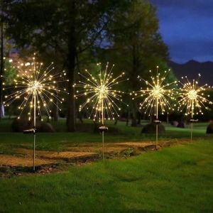 Solar LED Firework Light Copper Wire Christmas Fairy Lights Lawn Pathway Light Garden Decoration