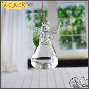 【Guoyuqiche】🔥🔥🔥 1PC Angel รูปแก้วโปร่งใสแจกันดอกไม้แขวนแจกันสวนตกแต่ง