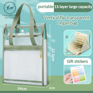 F&D PVC portable organ file bag Student file bag 13 layer double-layer folder large capacity paper