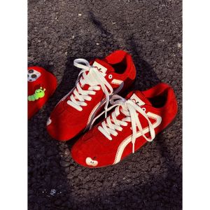 Sandals Visual Attraction Thin Sole Flat Shoes Red Fashion Soft and Comfortable Color-blocking Design