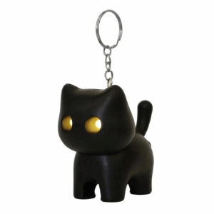 ETQT Sound Effects Cat Night Light Keychain Portable Novelty Car Ornament Fashion Black Mini Flashlight Key Ring Halloween