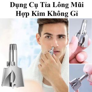 Dụng Cụ Tỉa Lông Mũi Hợp Kim Không Gỉ Kèm Cọ Có Thể Rửa Sạch