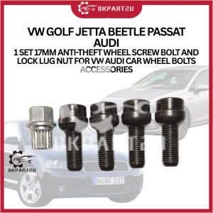 VW GOLF JETTA BEETLE PASSAT AUDI 1SET 17MM ANTI-THEFT WHEEL SCREW BOLT & LOCK LUG NUT CAR WHEEL BOLT
