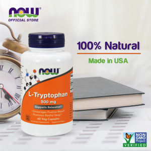NOW FOODS Supplements L-Tryptophan 500 mg Encourages Positive Mood* Supports Relaxation* 60 Veg Capsules