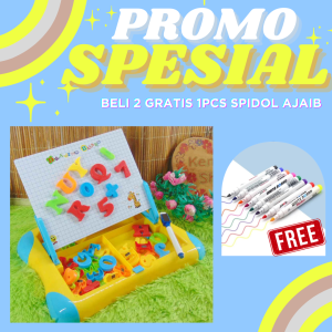 [BELI 2 GARTIS 1 SPIDOL AJAIB] 5005 PAKET KOMPLIT!MAGNETIC LEARNING CASE White Board Papan Tulis Magnet Plus Spidol Warna Random