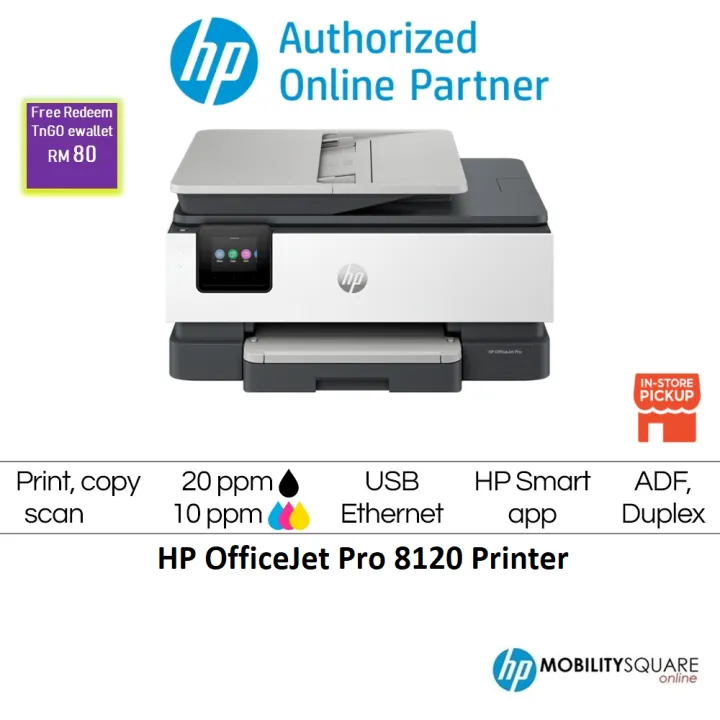 HP OfficeJet Pro 8120 AIO Printer * Redeem RM80 e Wallet *