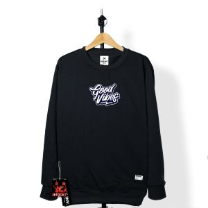 Hedent inv. Basic Sweatshirt Crewneck Oblong Cowok Distro Warna Denim Abu Paralon List Sablon Good Vibes Gravity Aesthetic Keren Terbaru Lembut Nyaman Bahan Tebal Fleece Katun Premium