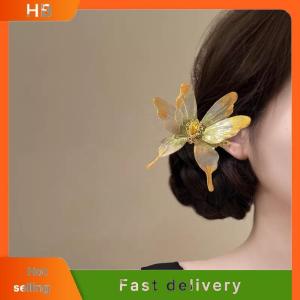 HB Sweet Retro 3D Butterfly Hair Clip Fashion Side Clip Temperament Resin Butterfly Hairpin For Hanfu Cheongsam Hair Accessories