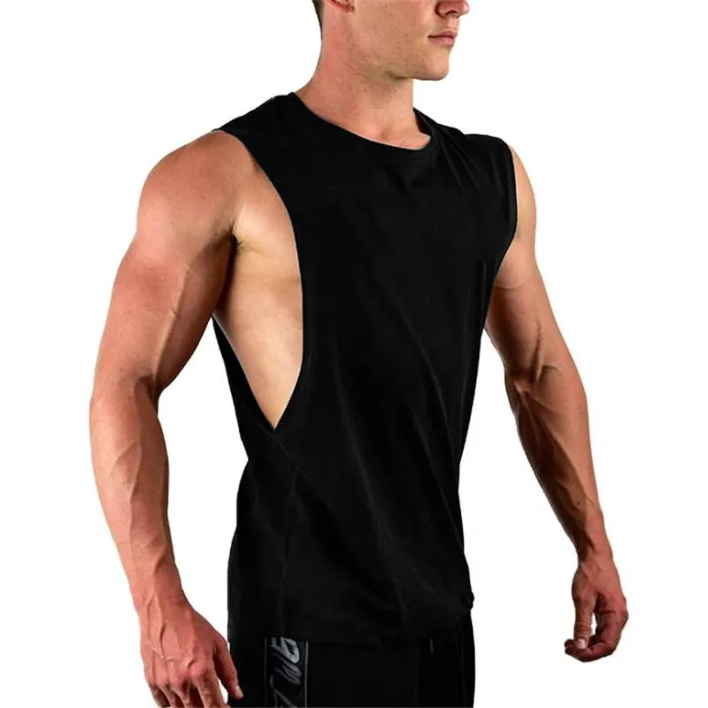 Men's Sleeveless T-Shirt Cotton Muscle Tank Top Solid Blank Workout Summer  Gym