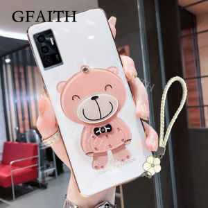 [GFAITH] Phone Case VIVO V23Case with Hand Rope 3D Bear Mirror Cute VIVO V23E 5G Handphone Casing