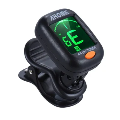 AROMA AT-102 Digital Clip-on Guitar Tuner Foldable Rotating Clip for Chromatic Guitar Bass Ukulele