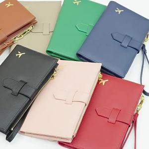 รุ่นใหม่ RFID กระเป๋าใส่พาสปอร์ตป้องกันแม่เหล็ก ซิปหัวเข็มขัด กระเป๋าเอกสาร คลิปพาสปอร์ต กระเป๋าสตางค์ยาวผู้หญิงอเนกประสงค์