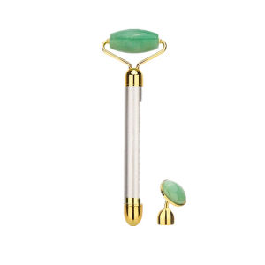 DECINIEE Electric Natural Rose Quartz Roller Crystal Stone Facial Body Jade Massager Derma Roller Skincare Ice Roller Wrinkle Removal Beauty Tool(No Box)