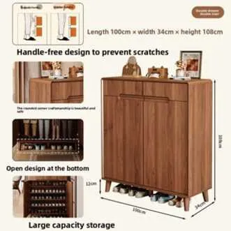 Shoe Cabinet Chinese Style Home Entrance Shoe Cabinet Outdoor Solid Wood New Integrated Wall-Mounted Shoe Rack Cabinet Shoe Rack