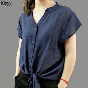 Womens Shirt New Fashionable Loose V-neck T-shirt with A Slimming and Minimalist Style Short Sleeved and Versatile Trendy Top
