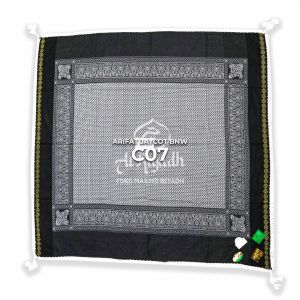 Sorban ARIFAT Kashmiri Persegi Jaycott Motif Hitam Putih Tenun Ringan