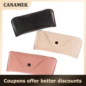 【 CANAMEK 】 1Pc Durable Leather Glasses Case Sunglasses Solid Color Pouch Bag Eyewear Box Lightweight Convenient Protable