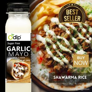 Sugar Free Garlic Mayo Sauce 240g OdipMyDip for Shawarma Kebab Burgers Wraps Sandwiches Salad & Grilled Meats – Creamy Spread & Dip