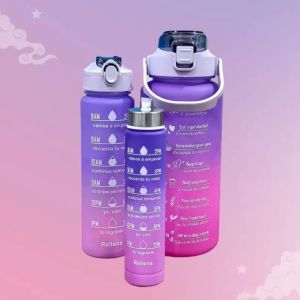 KOK [BISA COD GRATIS ONGKIR] Botol Minum Gradasi Viral Botol Beranak 3 in1 Botol Doff Free Sedotan Dan Sticker Kapasitas 2 Liter