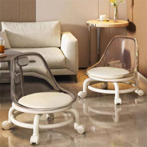 Seastina Ghế đẩu nhỏ acrylic với vành đai im lặng Bánh xe phổ quát ròng rọc trẻ em phân thấp đường may đẹp di chuyển