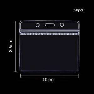 50Pcs Waterproof PVC Card Holder Clear Transparent ID Card Sleeve Protector With Zip Lock