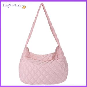 Trendy Women Shoulder Bag Featuring Quilted Rhombus Pattern and Spacious Interior for Shopping and Travel in Versatile Grey