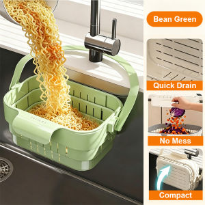 Kitchen Sink Drainer Basket Hanging Foldable Large Capacity Strainer Basket Waste Collector Bakul Penapis Sink Gantung